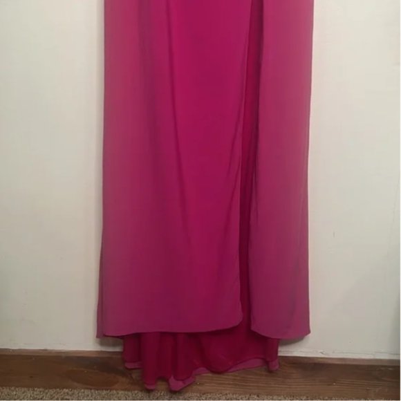 NWT Ieena Mac Duggal One Shoulder Jersey Gown Candy Pink Size 6 - Picture 5 of 11